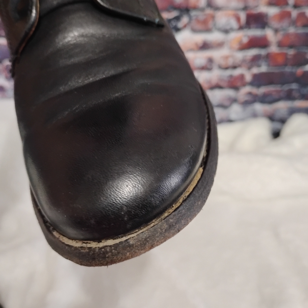 Frye Melissa Short Lace/Zip Up Black Leather Boot Sz 9 Womens  OBO - Picture 7 of 12